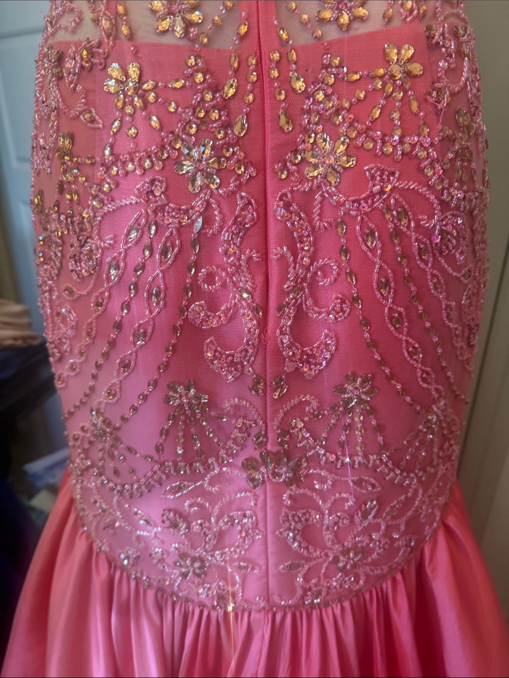 Sherri Hill Pink Beaded Mermaid Gown - Picture 5 of 12